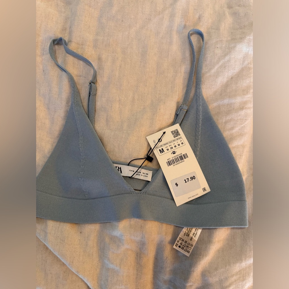 Blue Zara Sweater Bra Top - Small